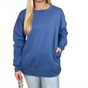 NEW VERY J pocket long sleeve sweatshirt in denim